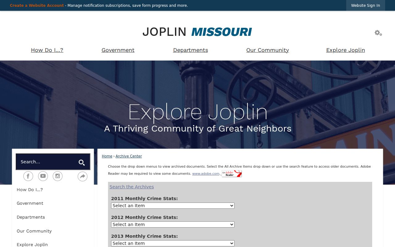 Joplin neighbors context through the searchable city Archive Center