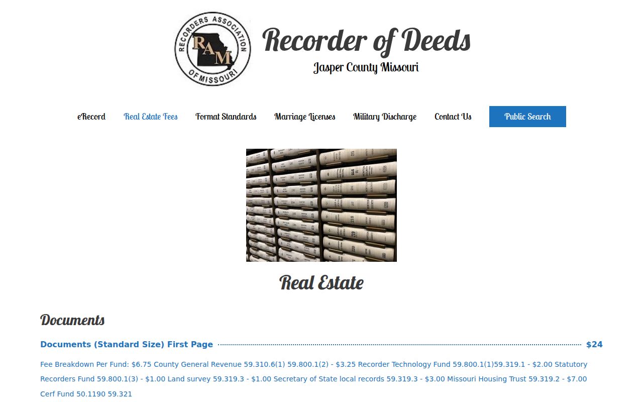 Joplin previous residents deed and plat record information