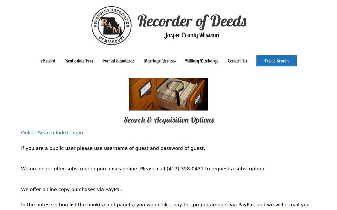 Joplin street directory Recorder public search instructions