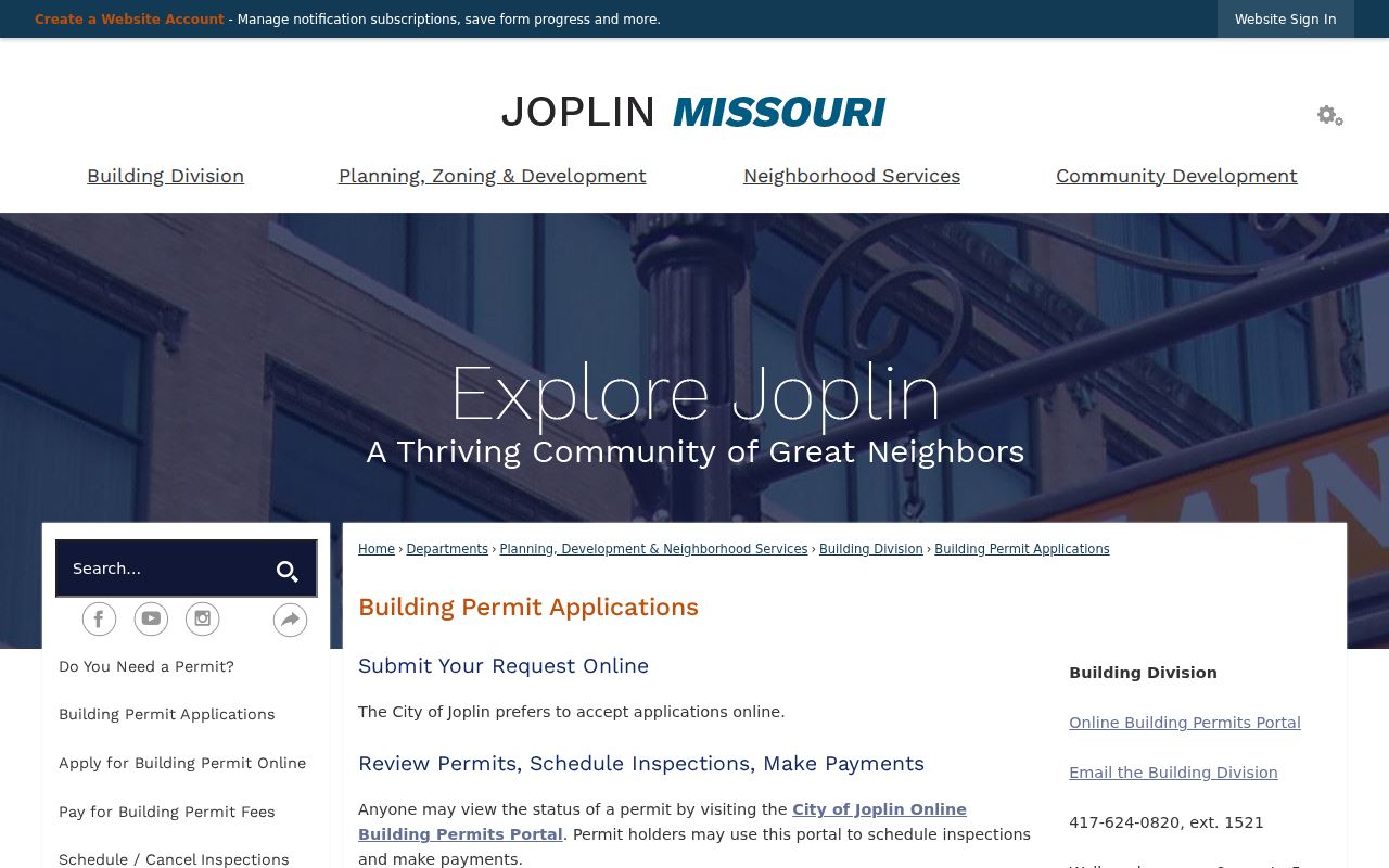 Joplin street directory building permit information