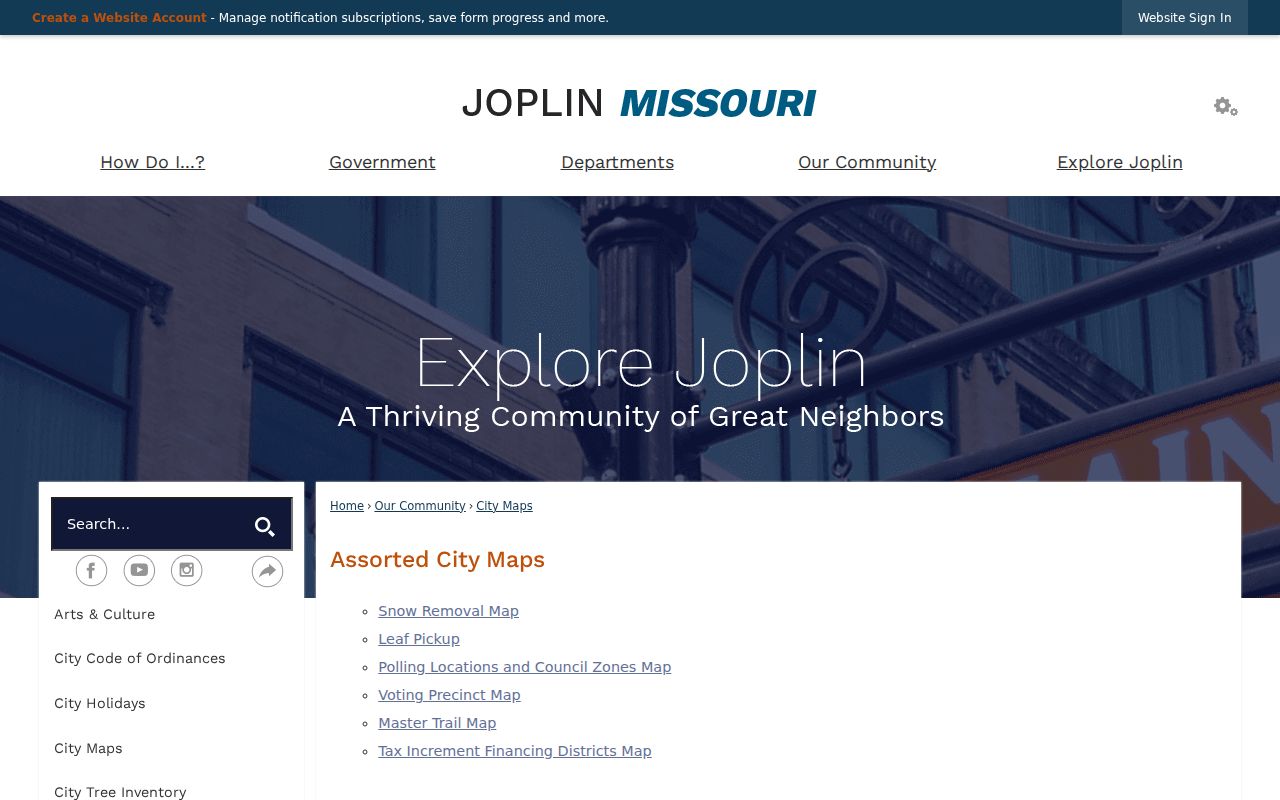 Joplin ZIP code directory City of Joplin maps